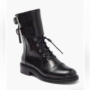 New ALL SAINTS Women’s Dian Polido Leather Combat Boots